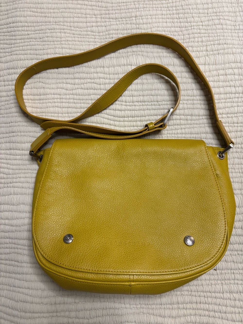 Longchamp Yellow Pebbled Leather Crossbody Bag